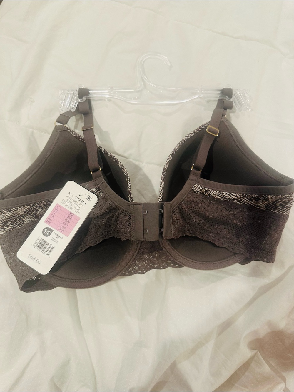 NWT Natori Taupe Snake-Print Bliss Perfection Contour Underwire Bra Size 36 D - Picture 6 of 7